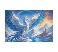 Fénix Blanco Estrellado a la luz de la Luna Puzzle 1000 Piezas Alivio De Estrés Bestias fantásticas Rompecabezas para Hombres Y Mujeres Decoración Hogar Estera Portátil 3D Moderno 1000 PCS