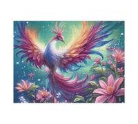 Fénix Blanco Estrellado a la luz de la Luna Puzzles 500 Piezas Obra De Arte Colorido Colorful Fantasy Fauna Silvestre Rompecabezas para Adultos Decoración Hogar Moderno DIY Creativo Desafío 500 PCS
