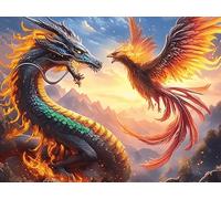 Fénix Colorido llameante Rompecabezas 1000 Piezas Cartón para Principiantes Animales fantásticos Vibrantes Juego Familiar Ejercita La Mente Garantía Reposición Piezas 1000 PCS/75x50cm