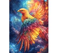 Fénix con Plumas arcoíris Puzzle 1000 Piezas Cartón Blanco Premium para Coleccionistas Animales y Plantas Entrenamiento Memoria Juego Compartir Colección Rompecabezas 1000 PCS