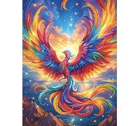 Fénix con Plumas arcoíris Puzzle 300 Piezas Cartón Blanco Premium para Coleccionistas Vida Silvestre y Plantas Entrenamiento Memoria Juego Compartir Colección Rompecabezas 300 PCS
