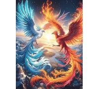 Fénix con Plumas arcoíris Puzzle 300 Piezas Cartón Blanco Premium para Coleccionistas Vida Silvestre y Mascotas Entrenamiento Memoria Juego Compartir Colección Rompecabezas 300 PCS