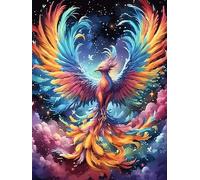 Fénix con Plumas arcoíris Puzzle 500 Piezas Cartón Blanco Premium para Coleccionistas Vida Silvestre y Plantas Entrenamiento Memoria Juego Compartir Colección Rompecabezas 500 PCS