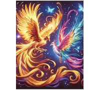 Fénix con Plumas de Arcoíris Puzzle 500 Piezas Cartón Blanco Premium para Coleccionistas Mascota de Vida Silvestre Entrenamiento Memoria Juego Compartir Colección Rompecabezas 500 PCS