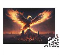 Fénix de Fuego Ascendente Premium, Rompecabezas de 1000 Piezas para Adultos, águila de Fuego, ruina de Ciudad, Grueso Resistente, desafiante difícil, Alivio del estrés, 52x38cm/1000pzas