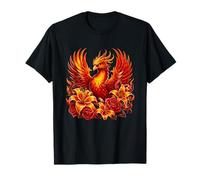 Fénix De Fuego Místico con Rosas Y Lirios Camiseta