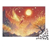 Fénix de Fuego Mítico Puzzle de 1000 Piezas Papel Puzzle para Adultos Bosque Fantástico al Atardecer Relajación Concentración Familia Regalo Decoración 70x50cm/1000pcs