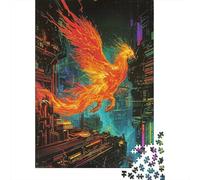 Fénix de Fuego Puzzle para Adultos Puzzle de 1000 Piezas Ciudad Cyberpunk Juego de Puzzle 1000 Piezas Relajación Hogar 70x50cm/1000pcs