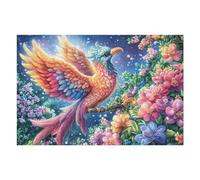 Fénix de Plumas Coloridas Puzzle 1000 Piezas Estera Portátil 3D Flora Radiance Cosmos Rompecabezas Familiar para Hombres Y Mujeres Aliviar Estrés Decoración Hogar 1000 PCS