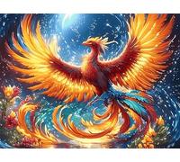 Fénix dorado llameante cielo estrellado Puzzle 1000 Piezas Cartón Grueso Para Coleccionistas Colorful Fantasy vida silvestre Ocio Creativo En Casa Calmar La Mente Pieza Colección Más Vendido Regalo Ún