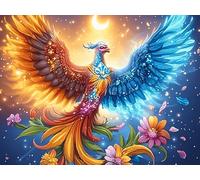 Fénix dorado llameante cielo estrellado Rompecabezas 1000 Piezas Cartón Resistente Para Mayores mascota animal Mejora Atención Entrenamiento Memoria Diversión Grupal Detalle De Regalo 1000 PCS/75x50cm