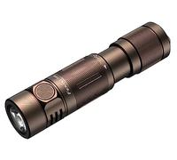 Fenix E05R - Mini llavero recargable de color marrón con linterna LED | Exterior, caminar, coche, 400 lúmenes, 64 m, 30 horas máximo, pesa 24 g, carga micro USB, IP68