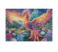 Fénix en el Campo de Flores Puzzles 300 Piezas Decorativo Coleccionable Flora Radiance Cosmos Obra De Arte Rompecabezas Familiar para Adultos Desafío Avanzado DIY Creativo 300 PCS