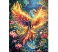 Fénix en el jardín Rompecabezas 300 Piezas Cartón Grueso para Mayores Cuentos de Hadas fantásticos de Animales Salvajes Noches Juegos Familiares Estimulación Mental Regalo San Valentín