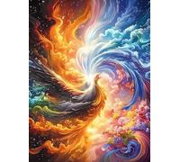 Fénix en un vórtice mágico Rompecabezas 1000 Piezas Cartón Grueso para Parejas Vida Silvestre y Plantas para Enmarcar Decoración Mural Pieza De Colección Original 1000 PCS