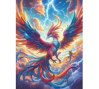 Fénix Entre Llamas Coloridas Puzzle 500 Piezas Desafío Intelectual 3D Paisaje de Cuento de Hadas en Caricatura Rompecabezas para Hombres Y Mujeres Obra De Arte Colorido Decoración Hogar 500 PCS