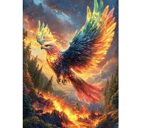 Fénix Entre Llamas Coloridas Puzzles 300 Piezas Desafío Nivel Difícil Cuento de Hadas acompañante Adorable Rompecabezas para Adultos Aliviar Estrés Decoración Hogar DIY Moderno Portátil 300 PCS