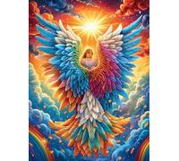Fénix Entre Llamas Coloridas Puzzles 300 Piezas Maquetas Educativas Detalladas Paisaje de Cuento de Hadas en Caricatura Rompecabezas para Familia Construir DIY Aliviar Estrés Decoración Hogar 300 PCS