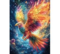 Fénix Entre Llamas Coloridas Puzzles 500 Piezas Estera Portátil Plegable Animal Lindo de Cuento de Hadas Rompecabezas para Adultos Desafío Intelectual Aliviar Estrés Decoración Hogar 3D 500 PCS