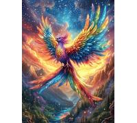 Fénix Entre Llamas Coloridas Puzzles 500 Piezas Moderno Creativo Cuento de Hadas acompañante con Animales Rompecabezas Familiar para Adultos 3D Maquetas Construir Aliviar Estrés Decorativo 500 PCS