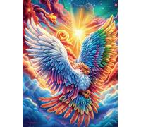 Fénix Entre Llamas Coloridas Puzzles 500 Piezas Obra De Arte Decorativa Premium Animal Lindo de Cuento de Hadas Rompecabezas Familiar para Adultos DIY Creativo Aliviar Estrés Portátil 500 PCS