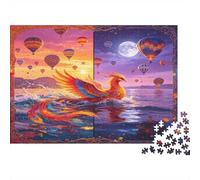 Fénix Fantástico Globo Aerostático Puzzle de 1000 Piezas Papel para Adultos Escena Nocturna Relajación Hogar Regalo 52x38cm/1000pcs