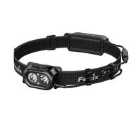 Fenix HP12R-T - Linterna frontal recargable negra para correr y exteriores, 1300 lúmenes, 200 m, 310 horas máximo, luz blanca fría + haz puntual blanco cálido, carcasa de batería trasera con luz de