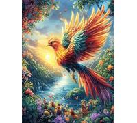 Fénix Junto a la Cascada Puzzle 300 Piezas Desafío Intelectual Wild Animals Fantasy Hada Tale Rompecabezas para Adultos Obra De Arte Colorido DIY Creativo Decoración Hogar 300 PCS
