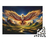 Fénix Llameante Puzzle de 1000 Piezas Cartón para Adultos Paisaje Montañoso Fantástico Relajación Familia Decoración Regalo 52x38cm/1000pcs