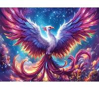 Fénix Morado Cielo Estrellado Puzzle 500 Piezas Papel Adolescentes Animales fantásticos Vibrantes Actividad Días Libres Actividad Mente Colección Rompecabezas Regalo Creativo 500 PCS