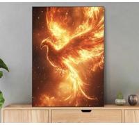 Fénix Pintar por Numeros Adultos, Llama Pintar por Numeros con Marco, Kit de Paint by Numbers al óleo de Lienzo DIY Manualidades Adultos con Pinceles y Pigmento, Decoracion Hogar 40x50cm LxD-2069