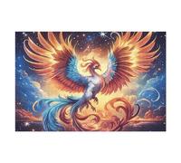 Fénix roja llameante Cielo Estrellado Rompecabezas 1000 Piezas Cartón Grueso para Coleccionistas Animal Mascota Noches De Cita Mejora Concentración Ocio En Casa Regalo Reyes Magos 1000 PCS
