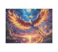 Fénix Rojo Estrellado en Llamas Puzzle 500 Piezas Obra De Arte 3D Bestias fantásticas Rompecabezas para Hombres Y Mujeres Desafío Intelectual Estera Portátil DIY Moderno 500 PCS