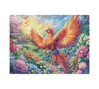 Fénix Rojo mar de Flores Puzzle 500 Piezas Papel Adultos Desconectar Estrés Alivio Ansiedad Garantía Reposición Piezas 500 PCS/52×38cm