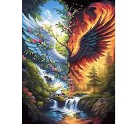 Fénix sobre una Cascada mágica Puzzle 300 Piezas Cartón Blanco Premium para Coleccionistas Vida Silvestre y Plantas Entrenamiento Memoria Juego Compartir Colección Rompecabezas 300 PCS
