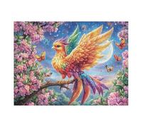Fénix sobre una Rama bajo el Cielo Estrellado Puzzles 500 Piezas Moderno Creativo Rompecabezas Familiar para Adultos 3D Maquetas Construir Aliviar Estrés Decorativo 500 PCS