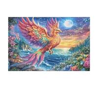 Fénix sobre una Roca al Borde del Agua a la luz de la Luna Puzzles 1000 Piezas Obra De Arte Decorativa Premium Rompecabezas Familiar para Adultos DIY Creativo Aliviar Estrés Portátil 1000 PCS