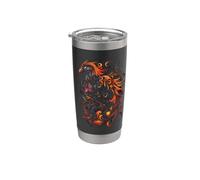 Fénix steampunk, renacido de las cenizas, el fuego y las Vaso térmico de acero inoxidable de doble pared