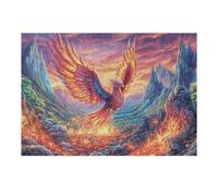 Fénix Volando sobre el Suelo de Lava Puzzle 300 Piezas Portátil Familiar Rompecabezas 3D para Familia Desafío Intelectual Maquetas Educativas Construir 300 PCS