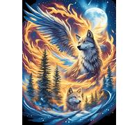 Fénix y lobo en un vórtice mágico ardiente Rompecabezas 300 Piezas Cartón Para Principiantes vida silvestre y plantas Días Lluviosos Alivio Estrés Tiempo Libre En Casa Garantía Reposición Regalo Cumpl