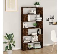 FENLAX Estantería Alta Divisor Vitrina Salon Mueble Libros Separador de Espacios Estantes Abiertos Estanteria de Piso Moderna 100x24x188 cm Madera Contrachapada Roble Ahumado
