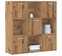 FENLAX Estanteria Alta Librería Estantería con Puerta Mueble Libros Estantes de Madera Organizador con Compartimentos Biblioteca 90x28x90 cm Madera de Ingeniería Roble Artisan