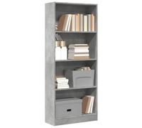 FENLAX Estantería Alta Librería Vitrina Salon Mueble Libros Organizador con Compartimentos Biblioteca Estantes Abiertos 60x24x143 cm Madera de Ingeniería Gris Hormigón