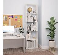 FENLAX Estanteria Alta Mueble Almacenaje Divisor Separador de Espacios Vitrina Salon Estantes Abiertos Libreria para Exposición 45x24x159 cm Madera Contrachapada Blanco con Brillo