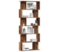FENLAX Estanteria Alta Mueble Almacenaje Divisor Separador de Espacios Vitrina Salon Estantes Abiertos Libreria para Exposición 80x24x192 cm Madera de Ingeniería Madera Envejecida