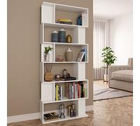 FENLAX Estanteria Alta Mueble Almacenaje Divisor Separador de Espacios Vitrina Salon Estantes Abiertos Libreria para Exposición 80x24x192 cm Madera Contrachapada Blanco