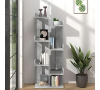 FENLAX Estanteria Alta Mueble Almacenaje Librería Estantería para Libros Vitrina Salon Mueble Libros Libreria para Exposición 48x25,5x140 cm Madera Contrachapada Gris Hormigón