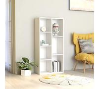 FENLAX Estanteria Alta Mueble Libros Organizador con Compartimentos Biblioteca Vitrina Salon Libreria para Exposición 50x25x106 cm Madera Contrachapada Blanco