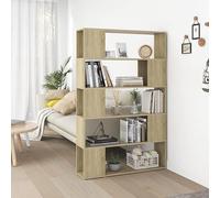 FENLAX Estanteria Alta Separador de Espacios Vitrina Salon Divisor Organizador con Compartimentos Libreria para Exposición 100x24x155 cm Madera Contrachapada Roble Sonoma