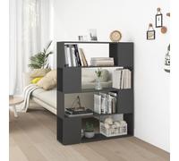 FENLAX Estanteria Alta Separador de Espacios Vitrina Salon Divisor Organizador con Compartimentos Libreria para Exposición 100x24x124 cm Madera Contrachapada Gris